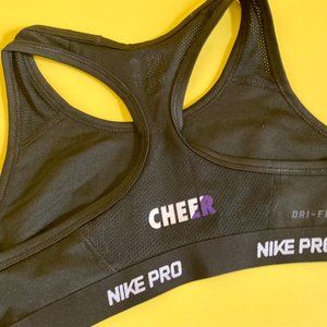 Nike Pro Black CHEER Sports Bra Size YM